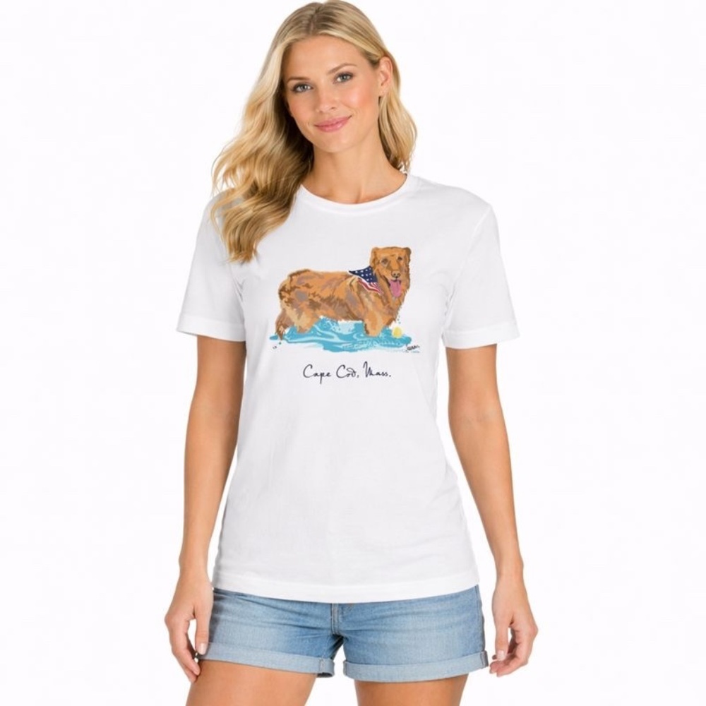 Cuffy’s Cape Cod White T-Shirt L Golden Retriever Graphic NWT